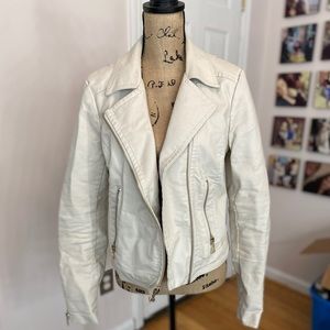 Express White Real Leather Jacket